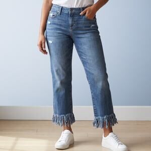 Joe's Jeans Ex-Lover Boyfriend Cropped Distressed Fringe Hem Denim Jeans Size 26